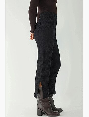 Pantalones rectos texturizados de cintura alta de primera calidad hiccup