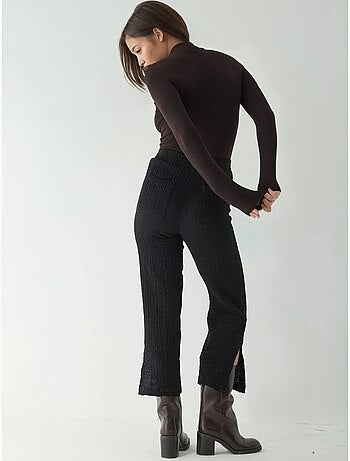 Pantalones rectos texturizados de cintura alta de primera calidad hiccup