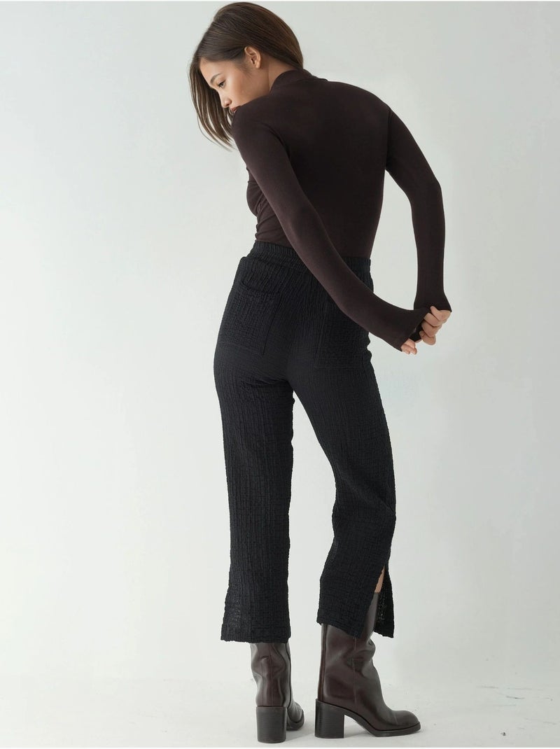 Pantalones rectos texturizados de cintura alta de primera calidad hiccup Negro - Kiabi