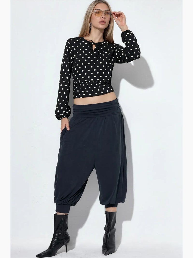 Pantalones salwar capri de mujer de modal y poliéster busem Gris negro - Kiabi
