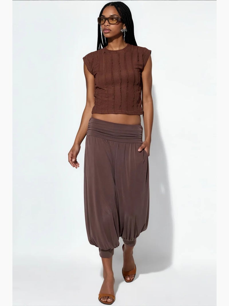 Pantalones salwar capri de mujer de modal y poliéster busem Marrón chocolate - Kiabi