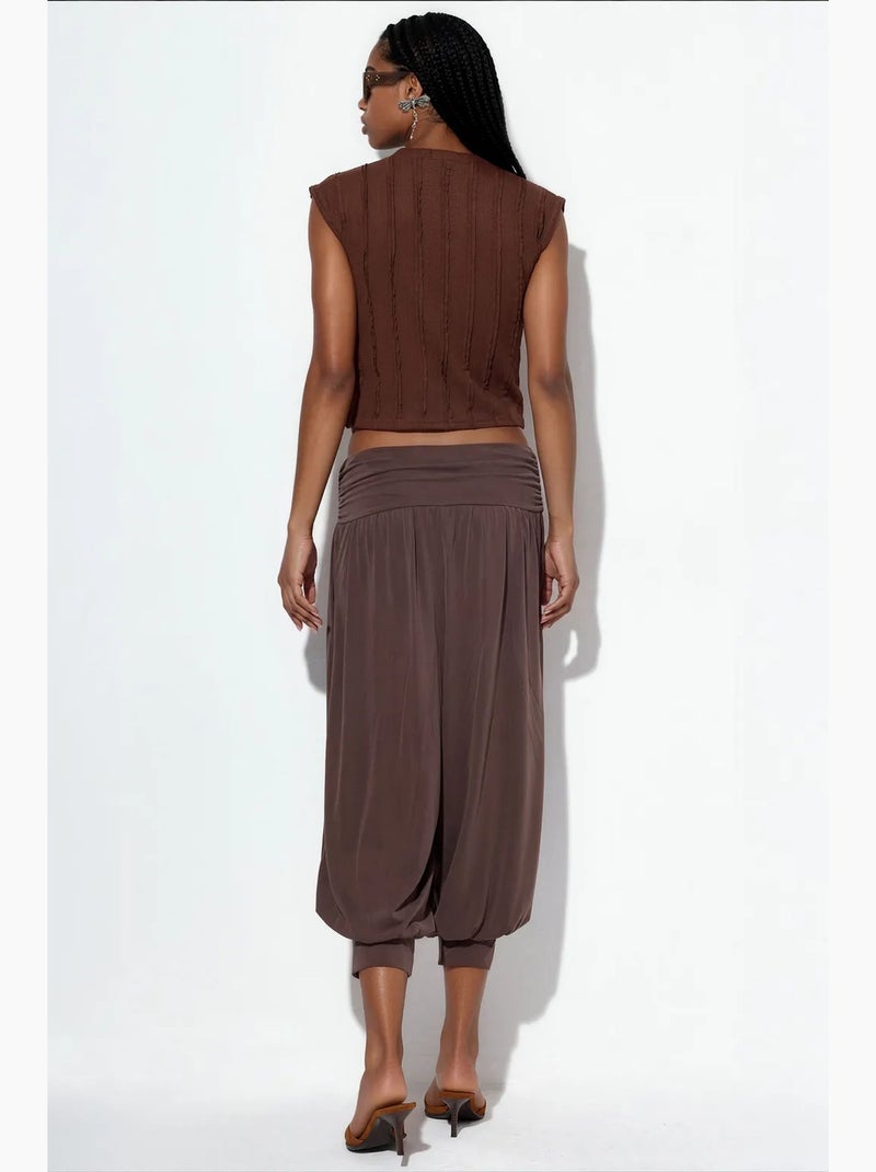 Pantalones salwar capri de mujer de modal y poliéster busem Marrón chocolate - Kiabi