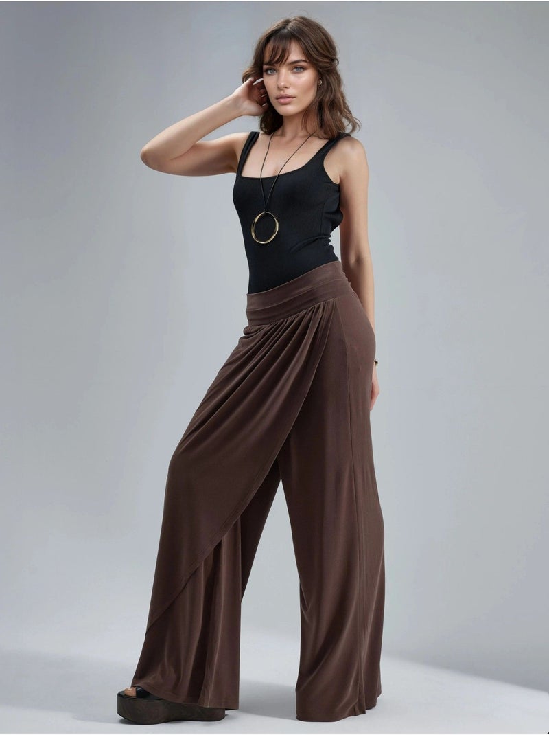 Pantalones salwar de pierna ancha busem Marrón claro - Kiabi