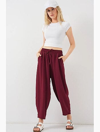 Pantalones salwar texturizados hasta el tobillo con cintura con cordón bdart