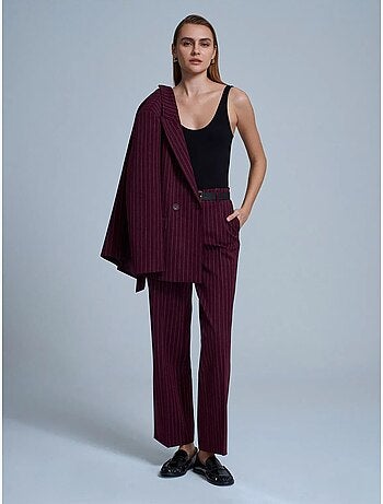 Pantalones sastre de mujer a rayas de pernera recta dilvin