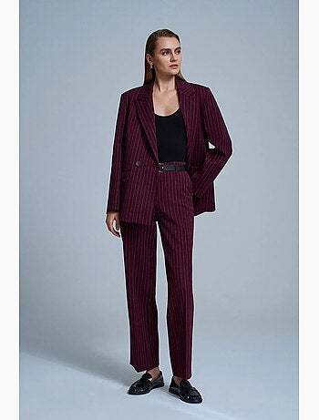 Pantalones sastre de mujer a rayas de pernera recta dilvin