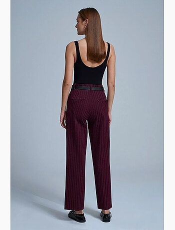 Pantalones sastre de mujer a rayas de pernera recta dilvin
