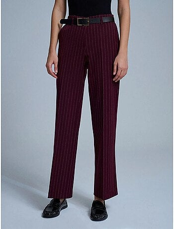 Pantalones sastre de mujer a rayas de pernera recta dilvin