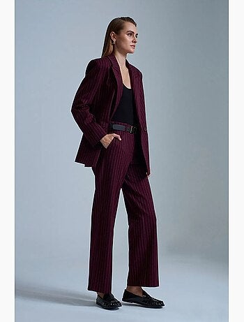 Pantalones sastre de mujer a rayas de pernera recta dilvin