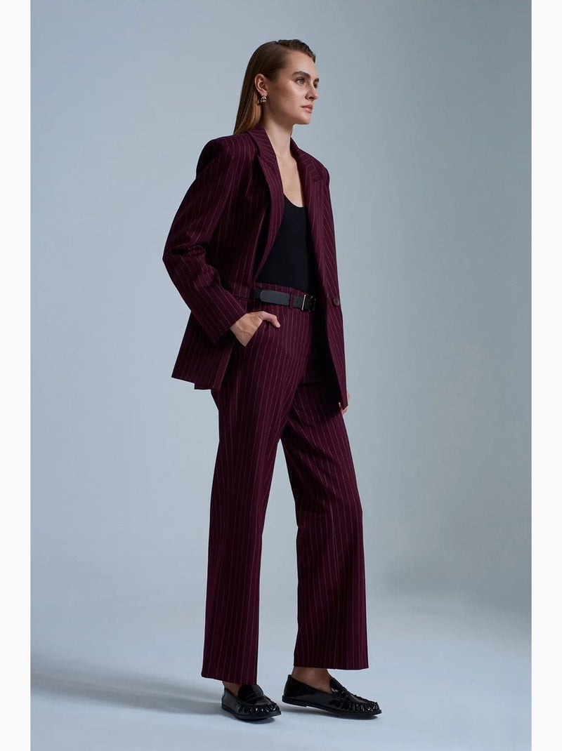 Pantalones sastre de mujer a rayas de pernera recta dilvin Rojo burdeos - Kiabi