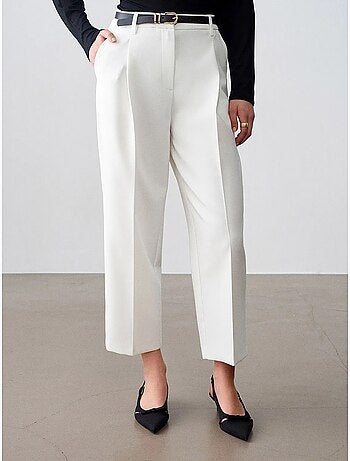 Pantalones sastre plisados de pierna recta para mujer dilvin