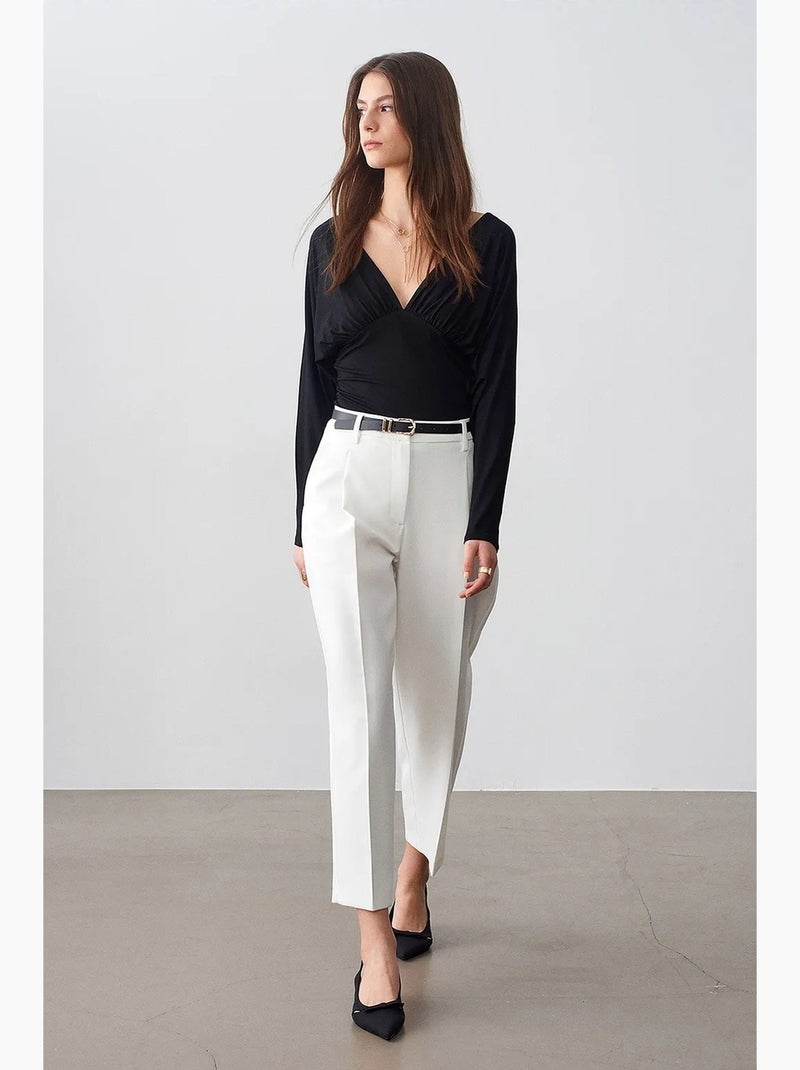 Pantalones sastre plisados de pierna recta para mujer dilvin Blanco roto - Kiabi