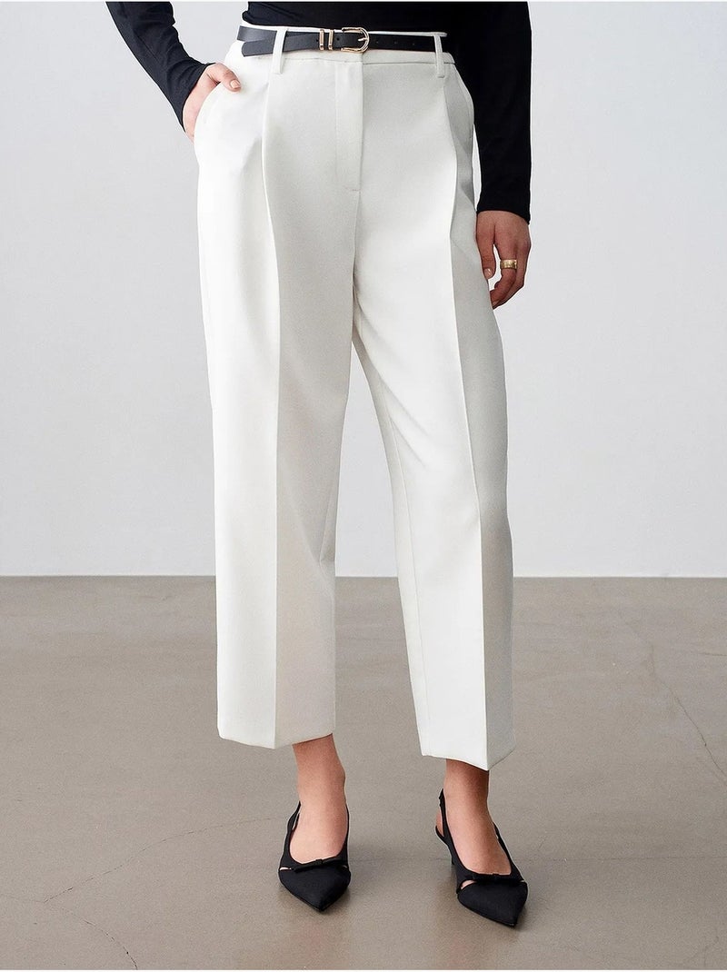 Pantalones sastre plisados de pierna recta para mujer dilvin Blanco roto - Kiabi