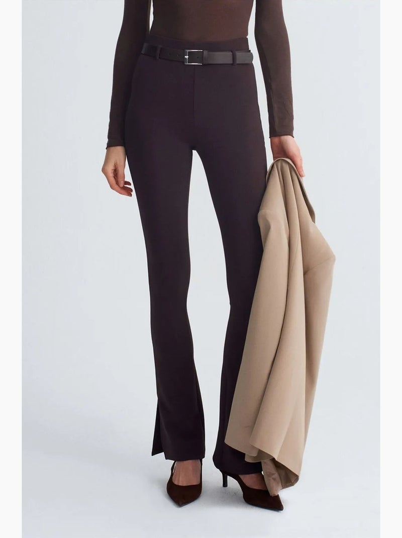 Pantalones skinny acampanados con cinturón dilvin Marrón chocolate - Kiabi