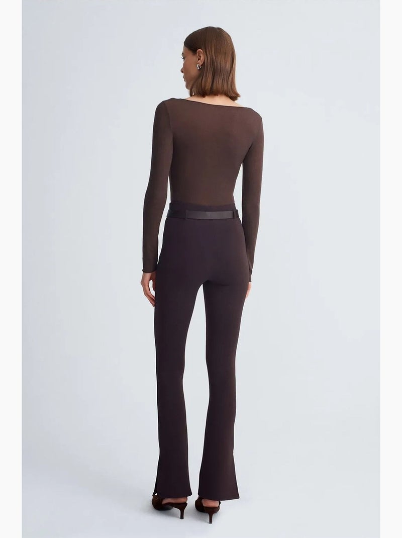 Pantalones skinny acampanados con cinturón dilvin Marrón chocolate - Kiabi