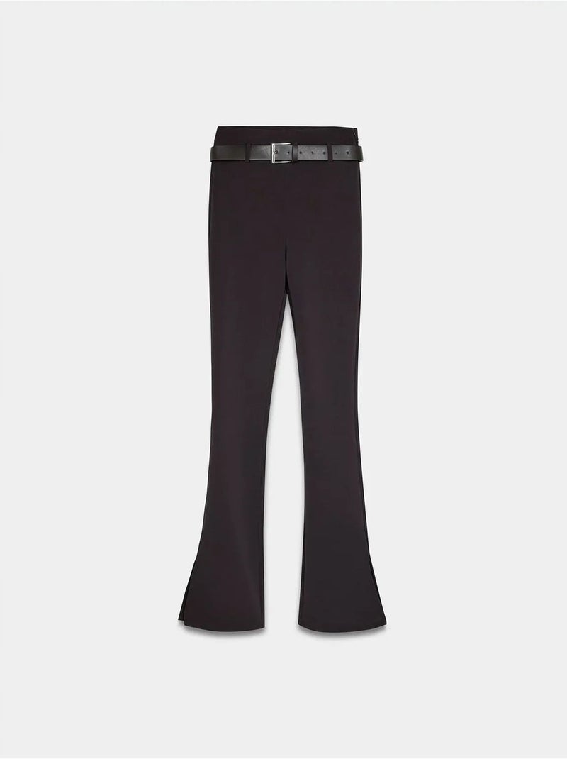 Pantalones skinny acampanados con cinturón Marrón chocolate - Kiabi