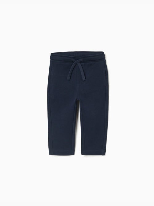 Pantalones slim de piqué de algodón con cordón - Kiabi