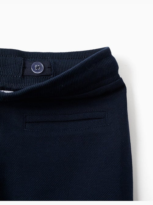 Pantalones slim de piqué de algodón con cordón - Kiabi