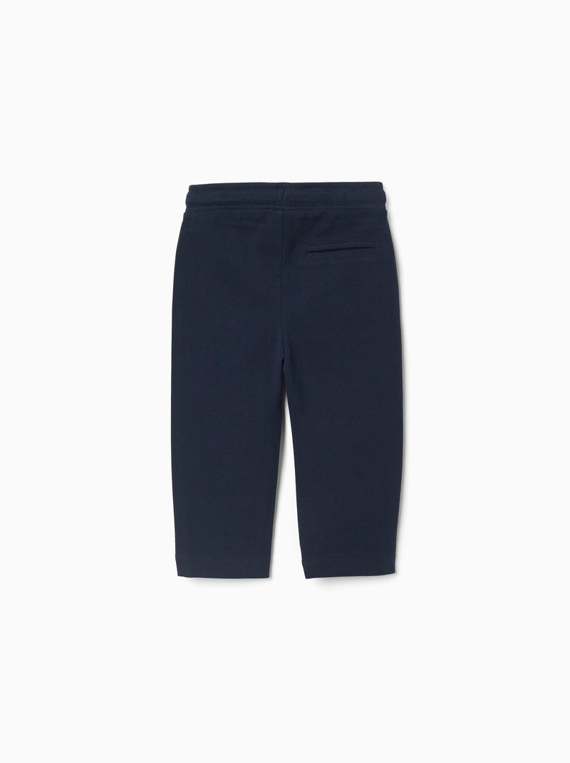 Pantalones slim de piqué de algodón con cordón Azul oscuro - Kiabi