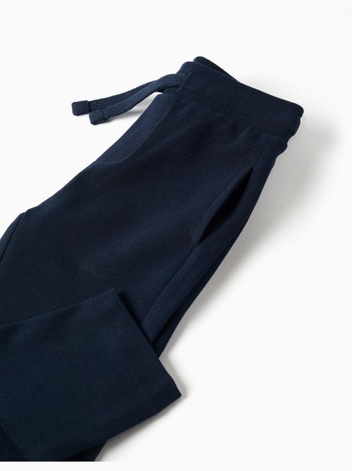 Pantalones slim de piqué de algodón con cordón - Kiabi