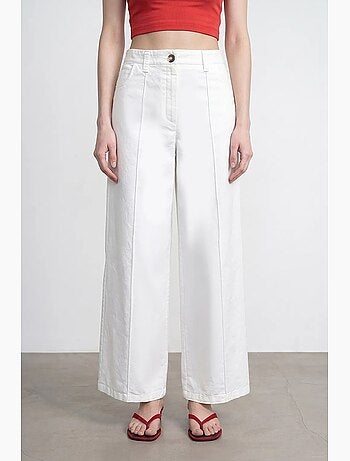 Pantalones tejidos de cintura alta y pernera ancha dilvin