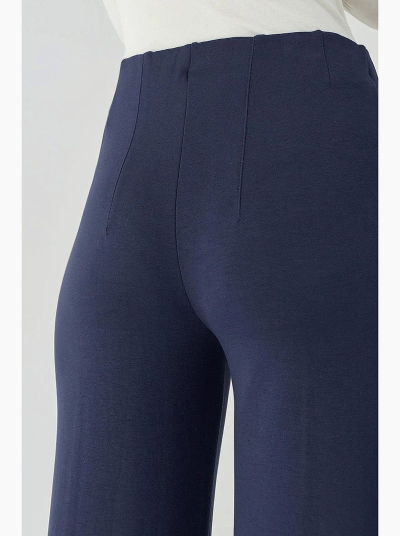 Pantalones texturizados de cintura alta y pierna ancha hiccup Azul marino - Kiabi