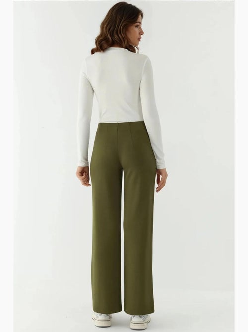 Pantalones texturizados de cintura alta y pierna ancha hiccup - Kiabi
