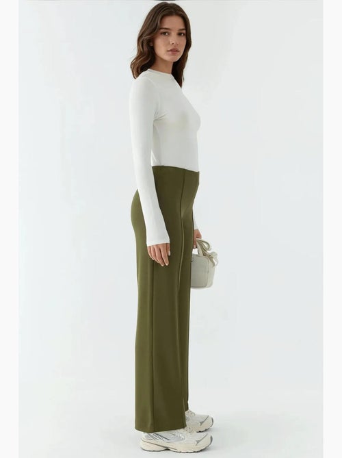 Pantalones texturizados de cintura alta y pierna ancha hiccup - Kiabi