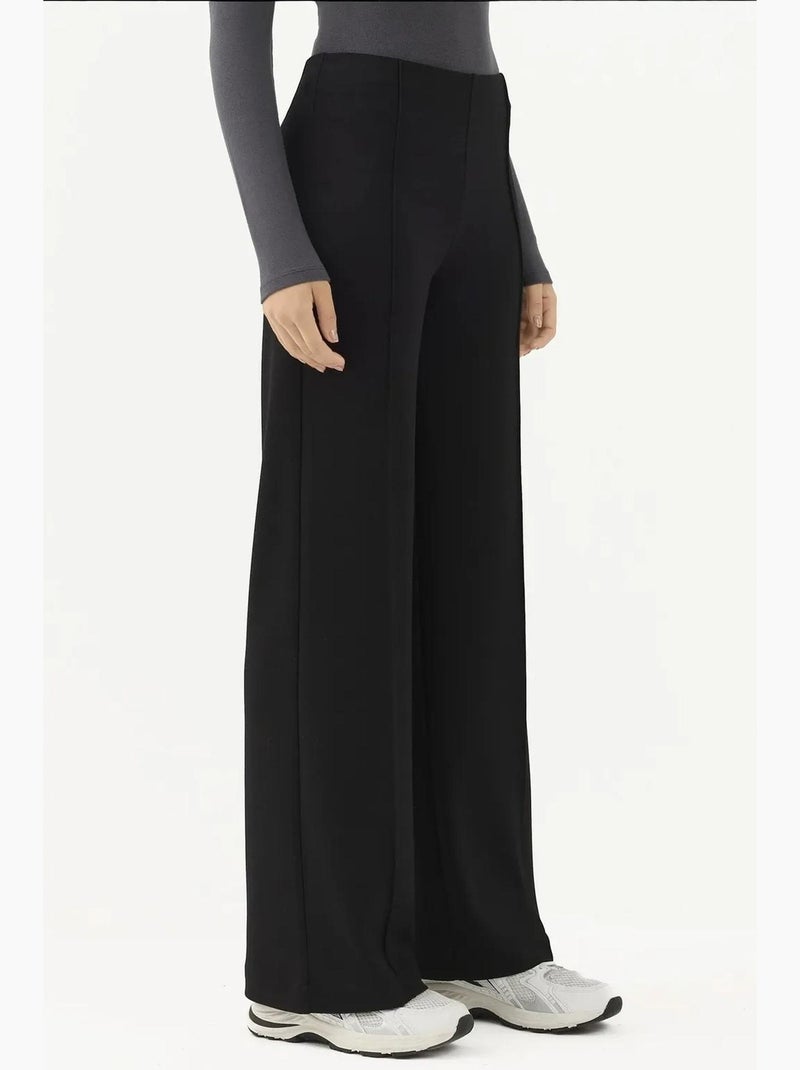 Pantalones texturizados de cintura alta y pierna ancha hiccup Negro - Kiabi