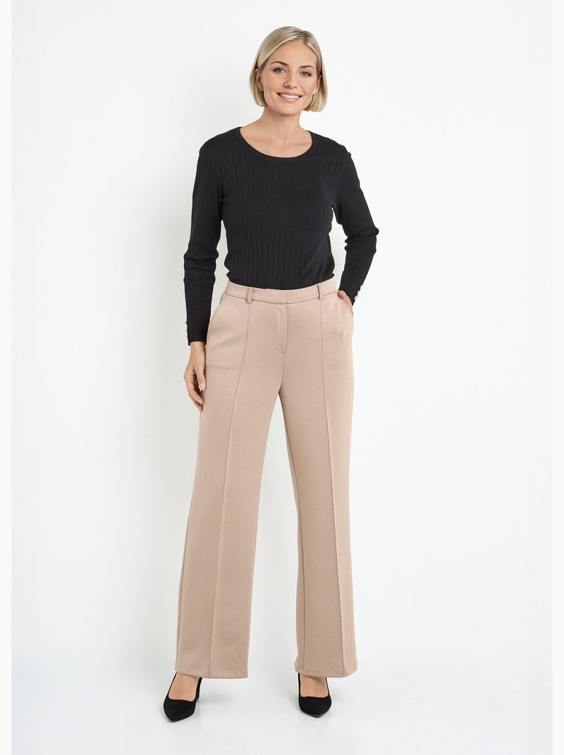 Pantalones urbanos estructurados en punto liso Milano - Afibel Beige - Kiabi