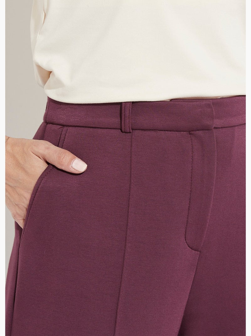 Pantalones urbanos estructurados en punto liso Milano - Afibel Ciruela - Kiabi
