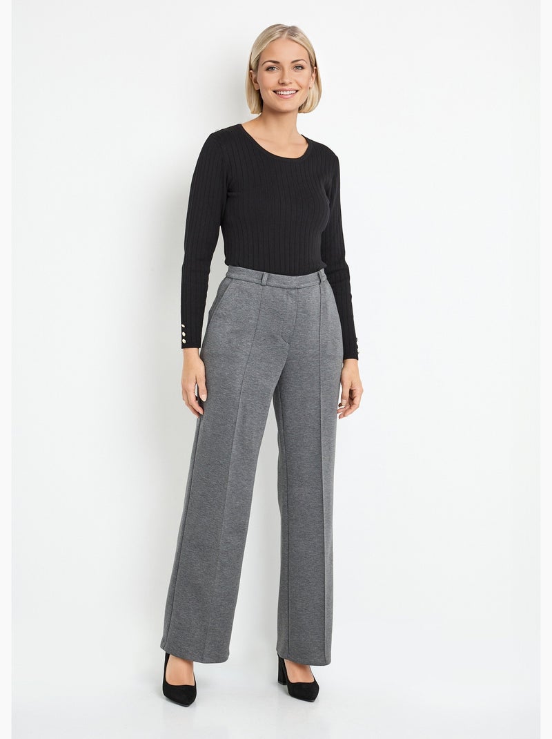 Pantalones urbanos estructurados en punto liso Milano - Afibel Gris antracita - Kiabi