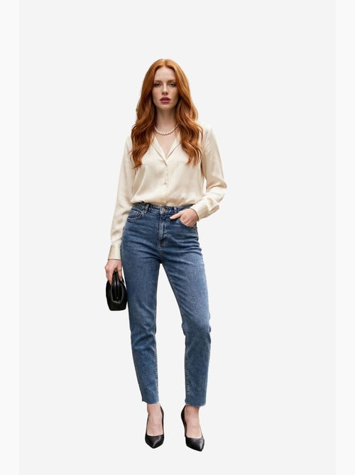 Pantalones vaqueros ajustados de talle alto y pierna estrecha con cremallera my fashion - Kiabi Pantalones vaqueros ajustados de talle alto y pierna estrecha con cremallera my fashion - Kiabi