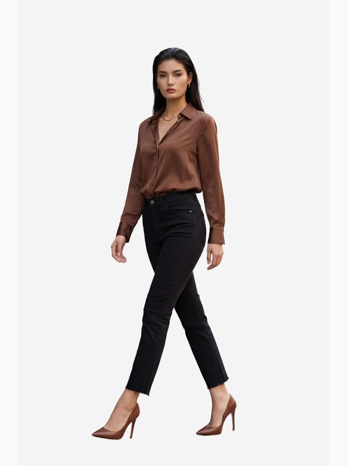 Pantalones vaqueros ajustados de talle alto y pierna estrecha con cremallera my fashion - Kiabi Pantalones vaqueros ajustados de talle alto y pierna estrecha con cremallera my fashion - Kiabi