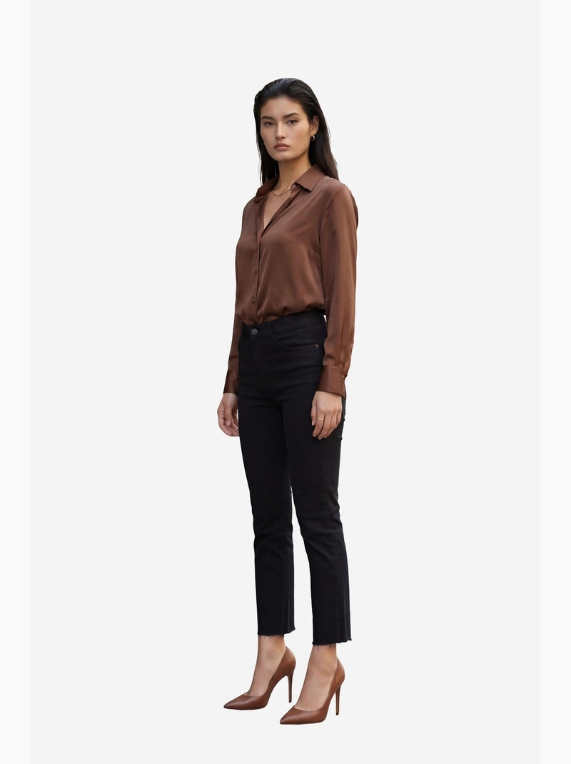 Pantalones vaqueros ajustados de talle alto y pierna estrecha con cremallera my fashion Negro - Kiabi