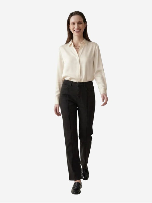 Pantalones vaqueros de cintura alta de pierna recta con bolsillos my fashion - Kiabi Pantalones vaqueros de cintura alta de pierna recta con bolsillos my fashion - Kiabi