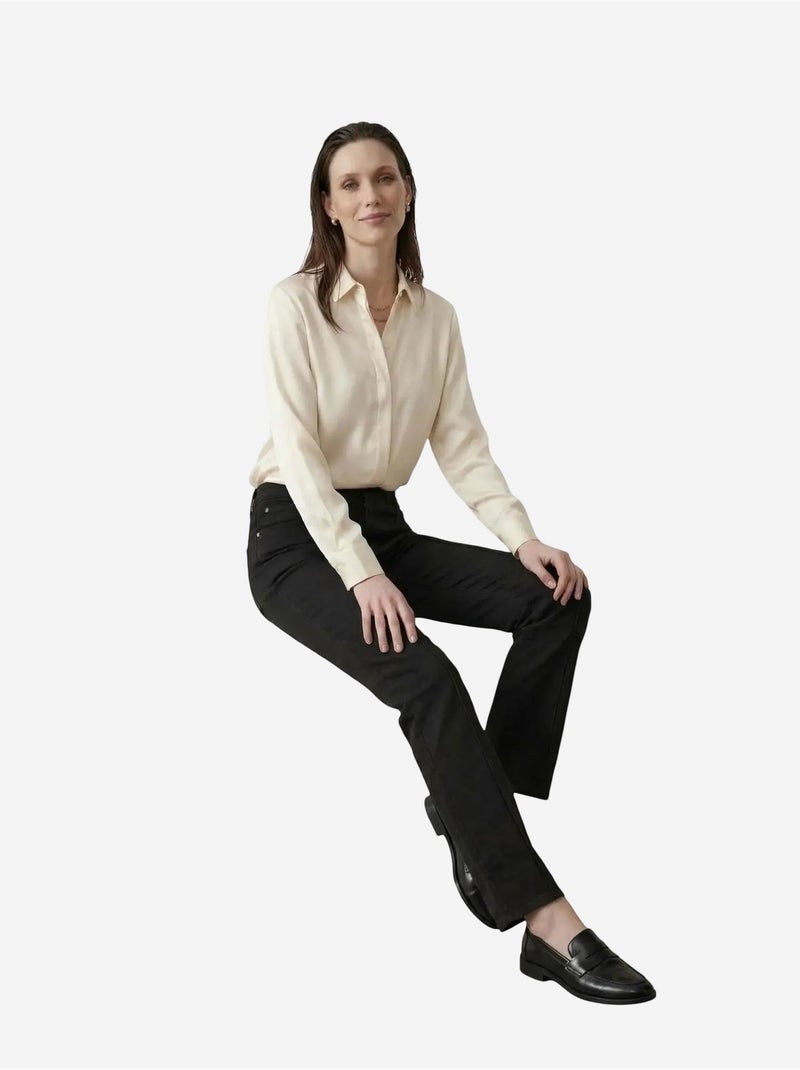 Pantalones vaqueros de cintura alta de pierna recta con bolsillos my fashion Negro - Kiabi