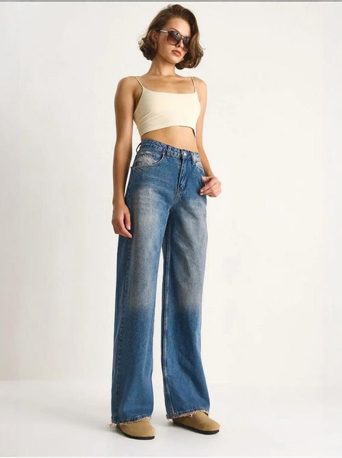 Pantalones vaqueros de cintura alta y pierna ancha lucci - Kiabi