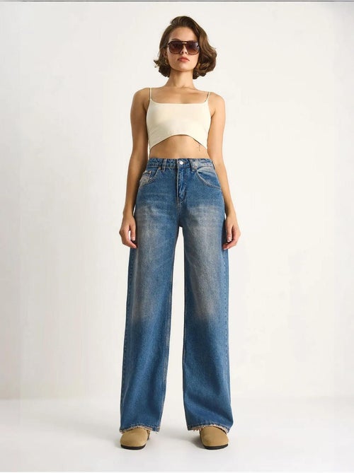 Pantalones vaqueros de cintura alta y pierna ancha lucci - Kiabi
