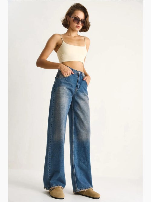 Pantalones vaqueros de cintura alta y pierna ancha lucci - Kiabi