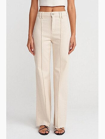 Pantalones vaqueros de mujer de cintura alta y pernera ancha dilvin