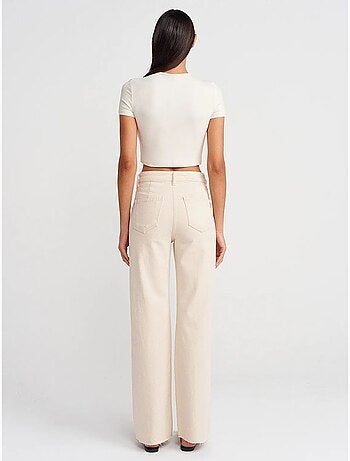 Pantalones vaqueros de mujer de cintura alta y pernera ancha dilvin