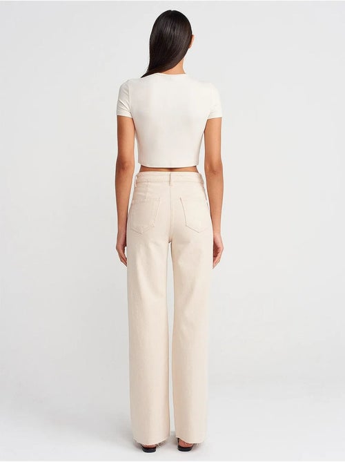Pantalones vaqueros de mujer de cintura alta y pernera ancha dilvin - Kiabi