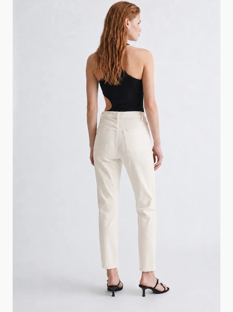 Pantalones vaqueros de mujer de tiro alto y pierna recta mixray Blanco roto - Kiabi
