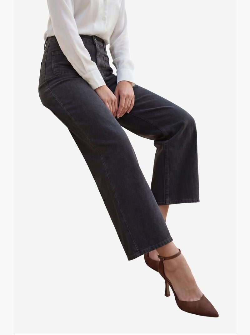 Pantalones vaqueros de talle alto con cremallera my fashion Negro - Kiabi