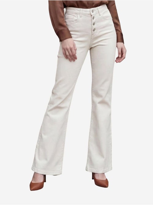 Pantalones vaqueros de talle alto y pierna acampanada con bolsillos my fashion - Kiabi Pantalones vaqueros de talle alto y pierna acampanada con bolsillos my fashion - Kiabi