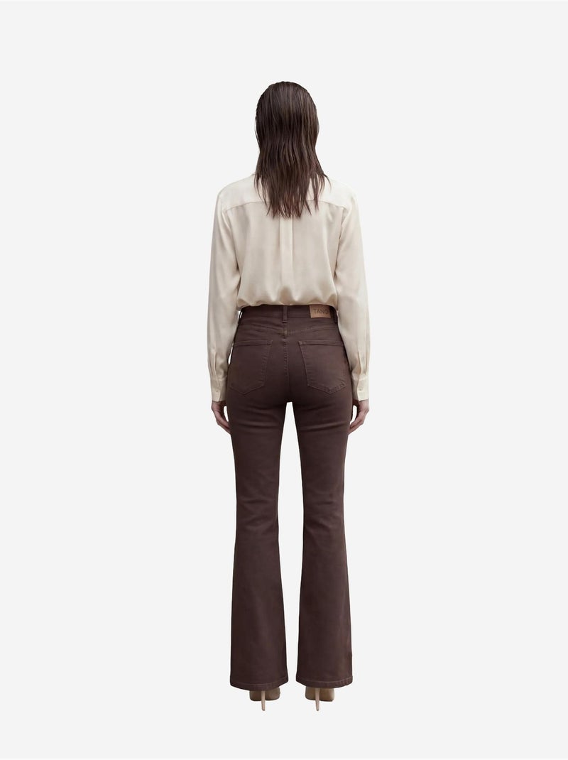 Pantalones vaqueros de talle alto y pierna acampanada con bolsillos my fashion Marrón oscuro - Kiabi