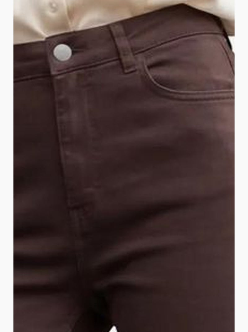 Pantalones vaqueros de talle alto y pierna acampanada con bolsillos my fashion Marrón oscuro - Kiabi