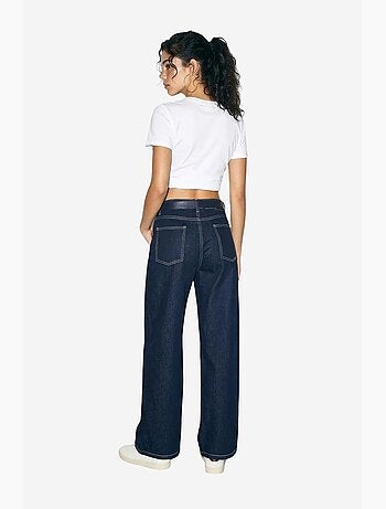 Pantalones vaqueros de tiro alto y pernera ancha con cinturón lucci