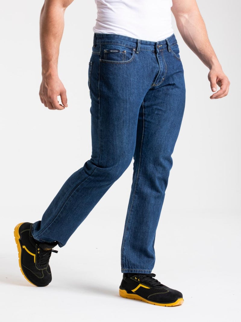 Pantalones vaqueros de trabajo algodón corte confort stone WORK5 'Rica Lewis' Azul - Kiabi